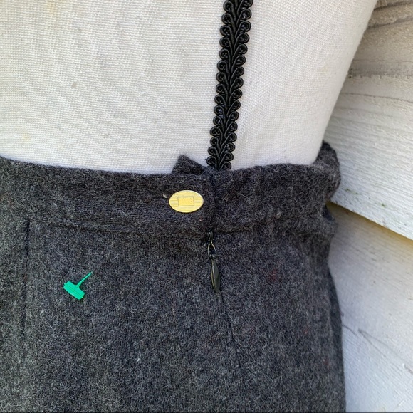 Vintage 80s Gray 100% Wool High Waisted A Line Ankle Length Modest Midi Skirt - Picture 14 of 16